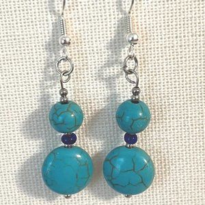 Upcycled turquoise  Dangle Earrings